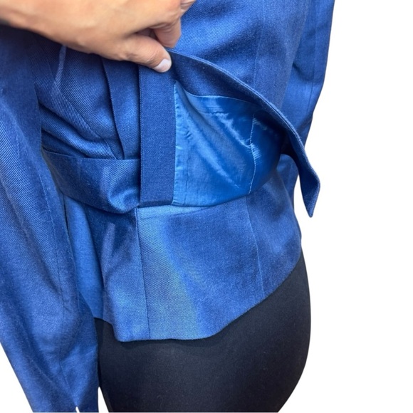 Akris Blue Cashmere Silk Blend Tailored Blazer Swiss Luxury Minimalist Size 6 - Picture 6 of 11